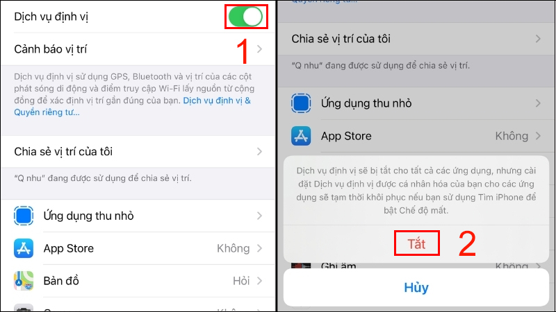 Tắt dịch vụ định vị trên iPhone